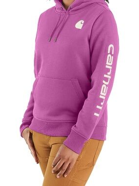 NWT Carhartt Women's Magenta Hooded Pullover with White Logo